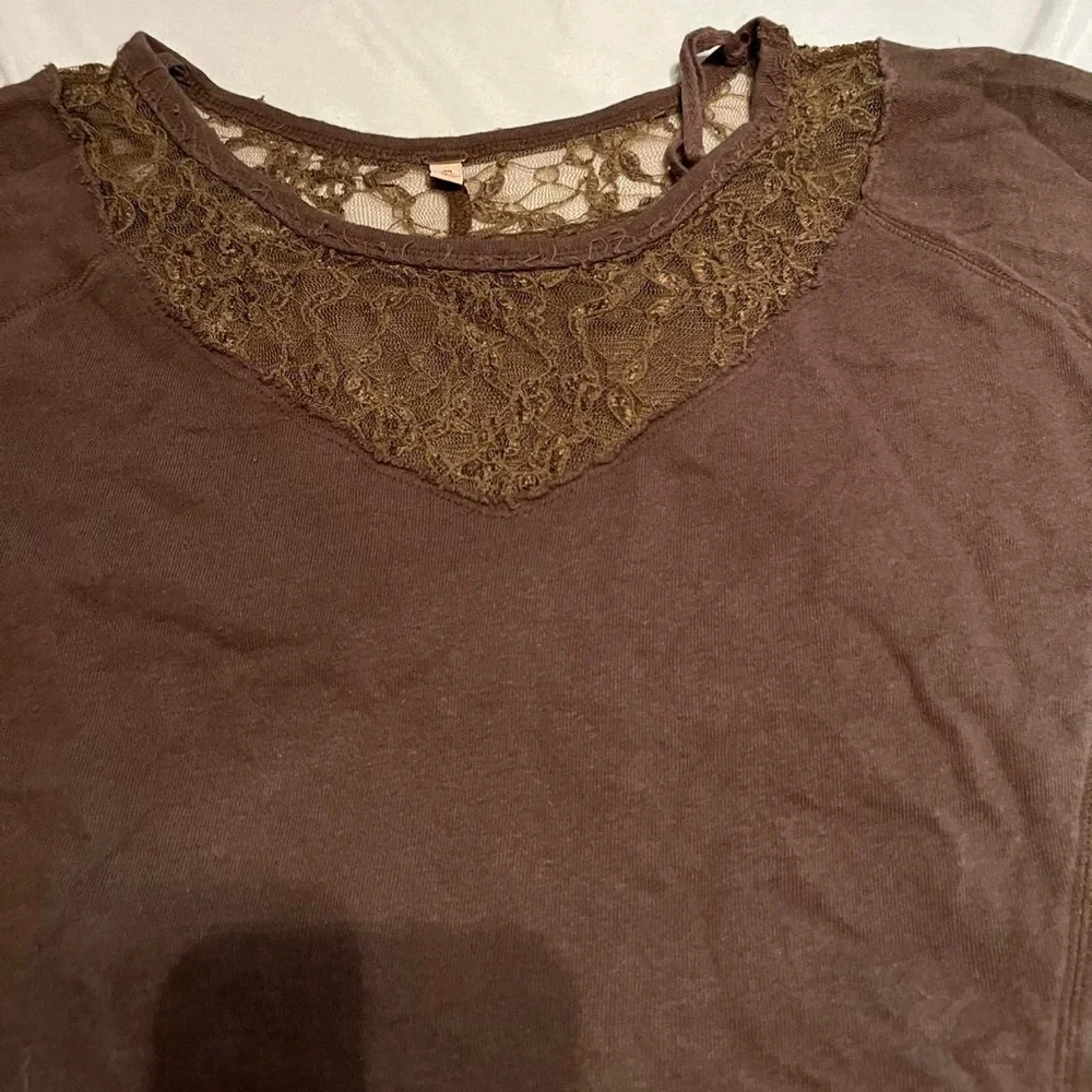Free People Lace & Terry Top